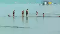 Jól látható, hogy a Wakeboard pályánál bokáig ér a víz