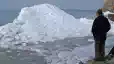 Túrolás (jégtorlasz) a vízparton, Balatonvilágoson